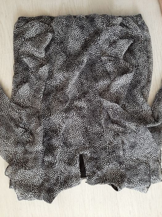 Mohito koszula żorżeta M 38 falbany szara czarna panterka