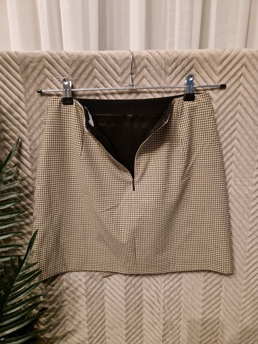Mango SUIT 36 / S spódniczka mini w kratkę z klamrą asymetryczna