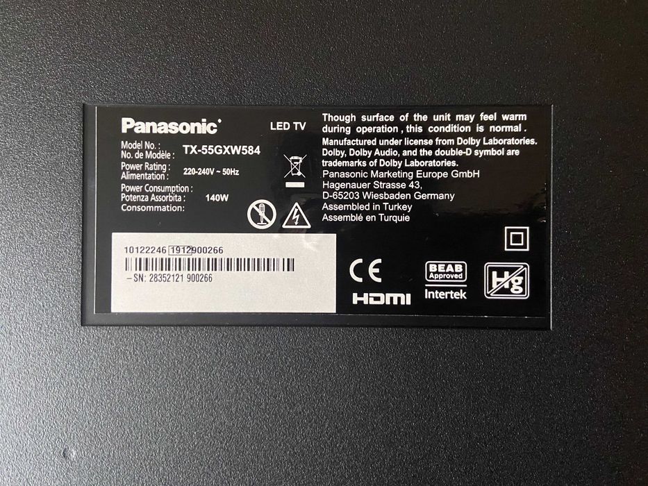 Panasonic tx-55gxw584.Телевізор робочий з розбитою матрицею.