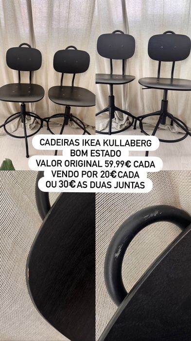 Cadeiras em madeira preta Ikea usadas, em bom estado