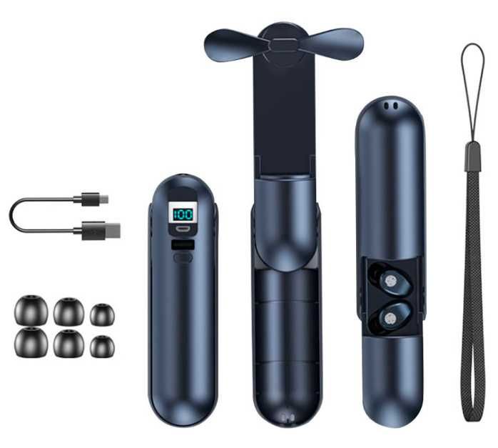Słuchawki bluetooth, latarka, mini wentylator F7 PROMOCJA