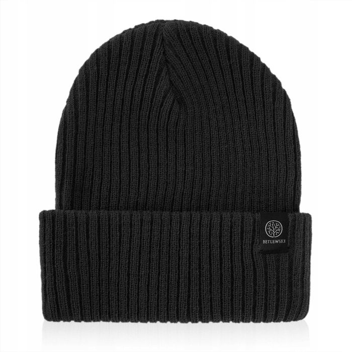 Zestaw Zimowy Męski BETLEWSKI Czapka + Szalik Czarny Ciepły Na Prezent