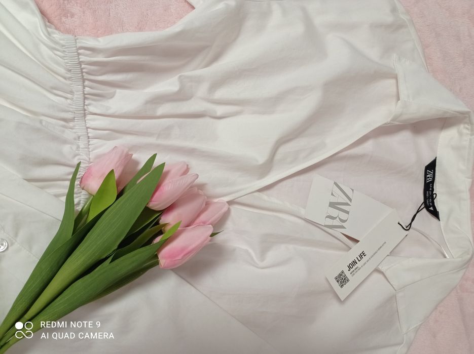 Biała sukienka koszulowa koszula Zara XS s nowa z metkami