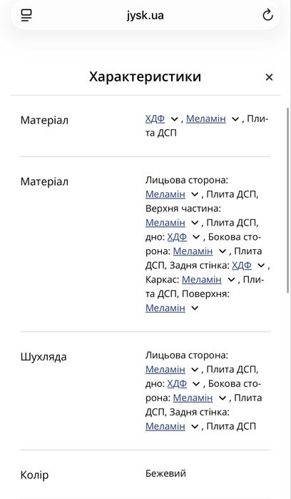 Комод Jysk, комод Юск