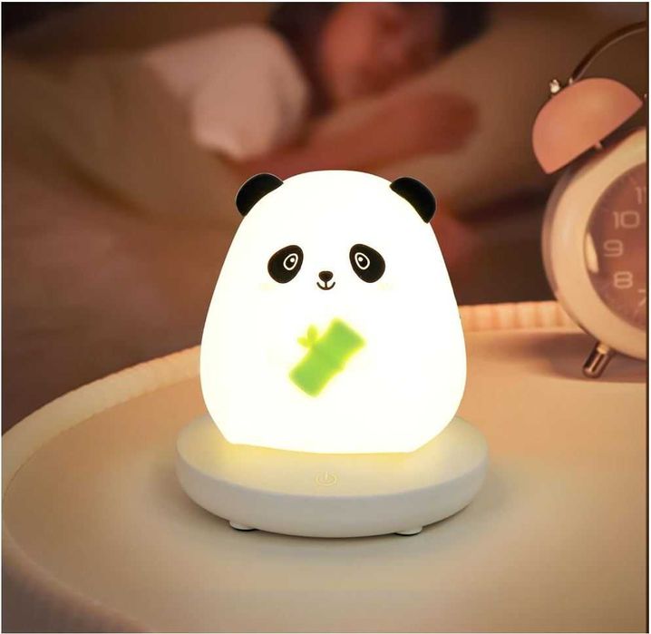 Lampka nocna LED dla dzieci Panda silikonowa dotykowa ładowana USB