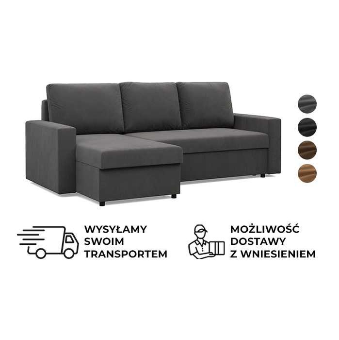 Narożnik z Funkcją Spania Rozkładany Wygodny do Salonu 2 Pojemniki Neo