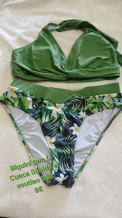 Biquíni  tam.40 estampado em tons verde.