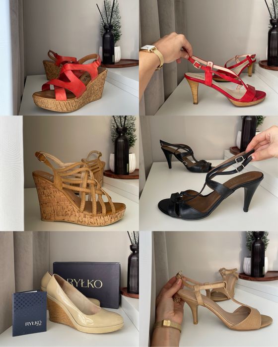 Buty na obcasie, sandałki na słupku, półbuty wiosna lato, stan bdb