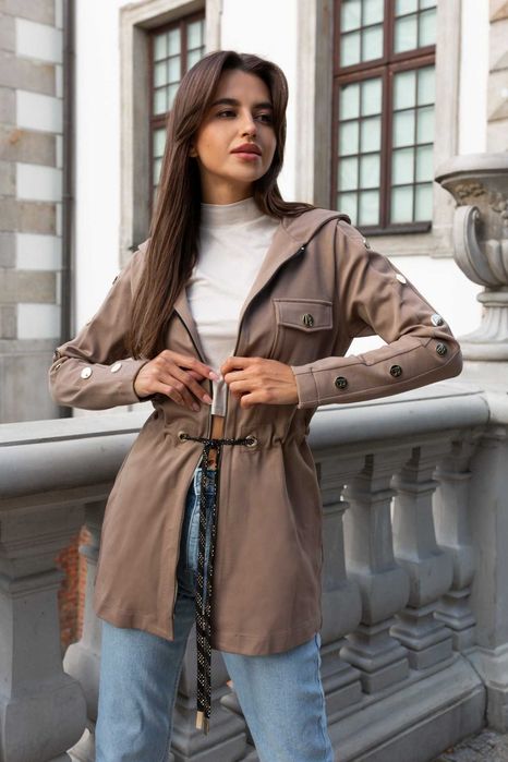 Narzutka z materiału PREMIUM Polska Produkcja Ciemny beż L/XL