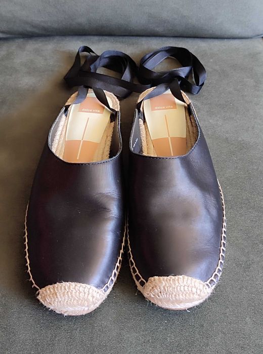 Espadryle damskie skórzane czarne