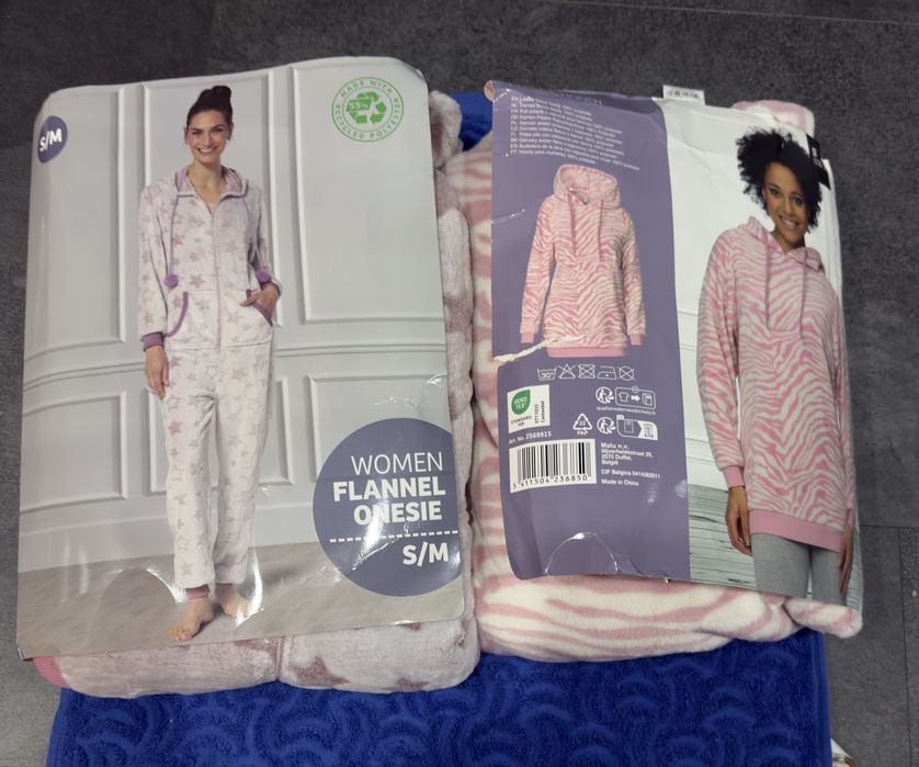 2 sztuki, piżama polarowa, pajac, kombinezon damski, bluza, piżama,s/m