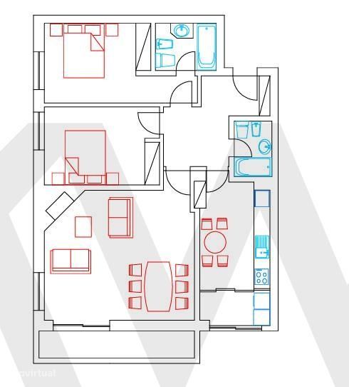 Apartamento T2 com varanda e garagem no Pinheiro Manso, Porto