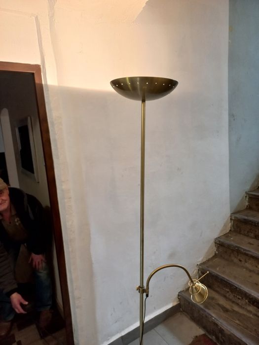 Lampa duża stojąca podwójna z regulacją złota