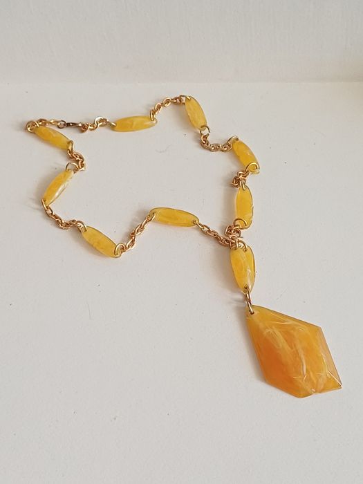 Naszyjnik prl bakelit? Imitacja bursztynu vintage