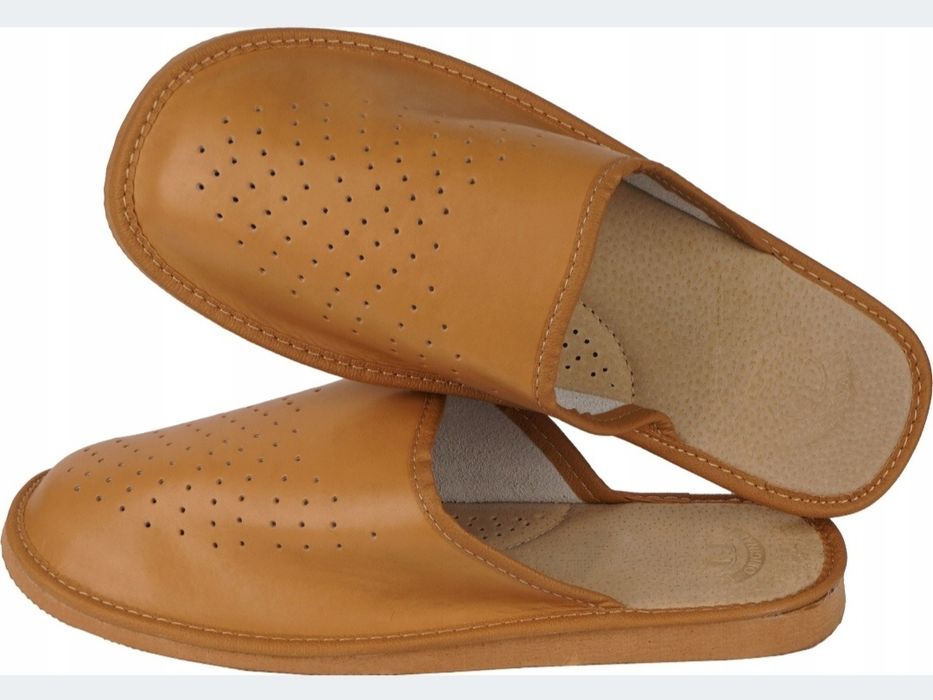 Kapcie łapcie męskie skórzane pantofle klapki polski producent 43 roz