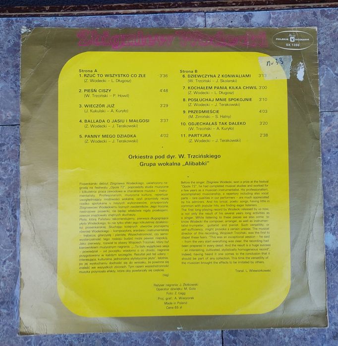 nr33 Płyta winylowa Zbigniew Wodecki debiut SX 1396