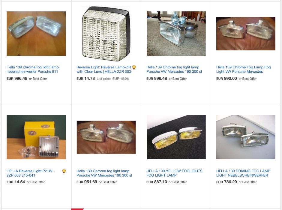 Faróis Nevoeiro Hella 139 - Porsche Mercedes SL Clássico