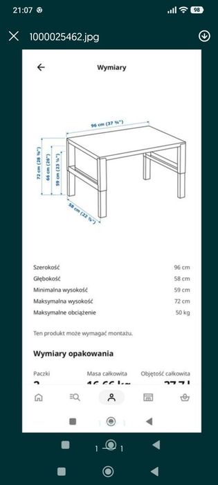 Biurko regulowane białe Ikea Pähl