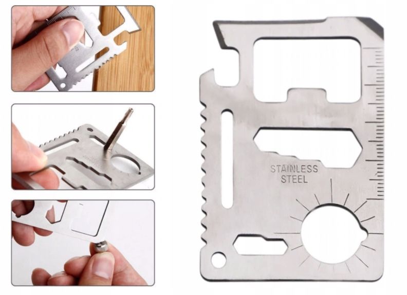 Karta Survival Przeżycia Multitool Stalowa Nierdzewna Portfel 11w1 Gad