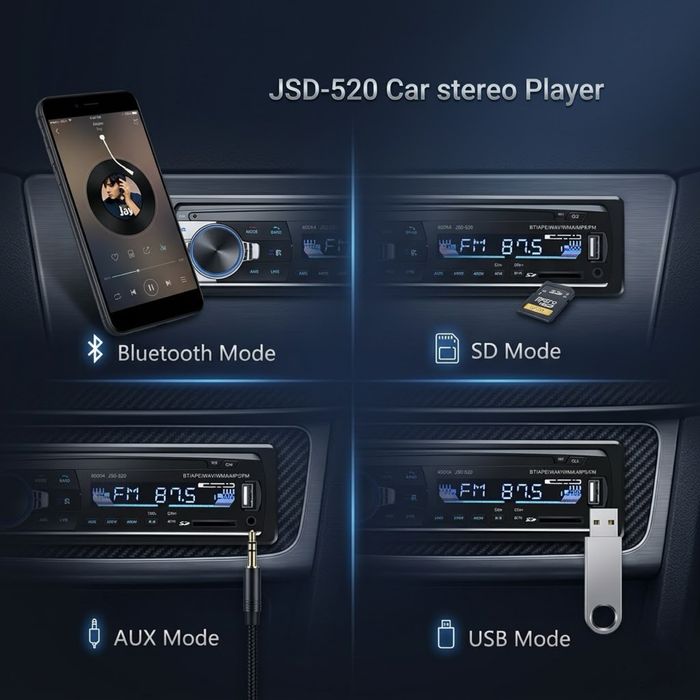 Автомагнітола Pioneer з Bluetooth 520B/Авто магнитола пионер/магнітола