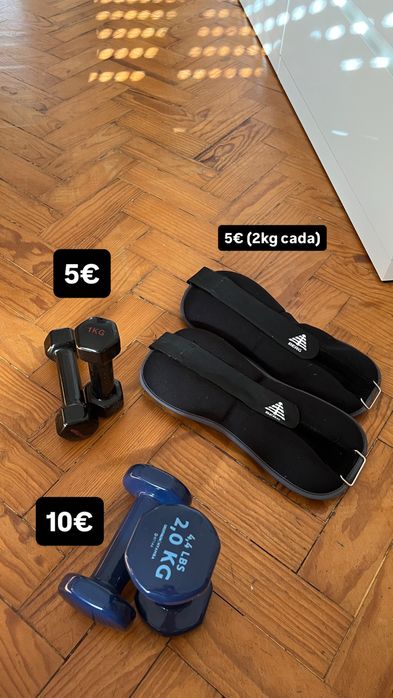 Halteres 1kg e 2kg e Pesos Pulso e Tornozelo 2kg