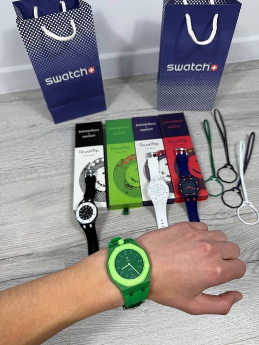 Годинник Royal Pop AP x Swatch | Стильний кварцовий годинник | Повний комплект | Новий | Годинник Рояль Поп
