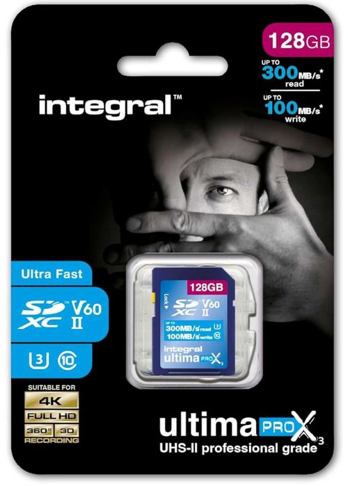 Cartão SD-V60. Integral UltimaPro X3 128GB UHS-II V60 – 300MB/s Leitura | Profissional