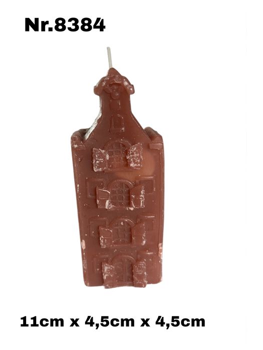 Brązowa świeca w kształcie kamieniczki 11cm nr.8384