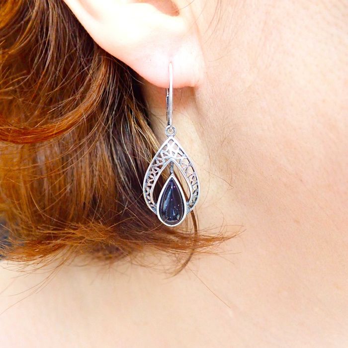 Komplet srebrnej biżuterii. Próba 925. Kamień Noc Kairu.