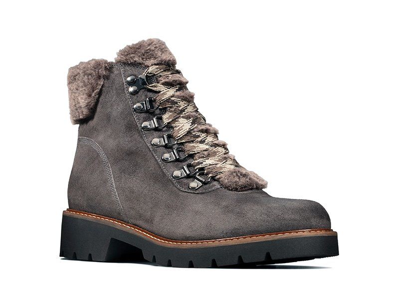 Clarks Botki damskie - Velma Hiker - r 39,5 - ciemnoszare, zamszowe