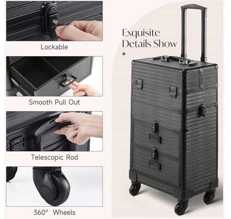 Profesjonalna walizka makijażowa na kółkach