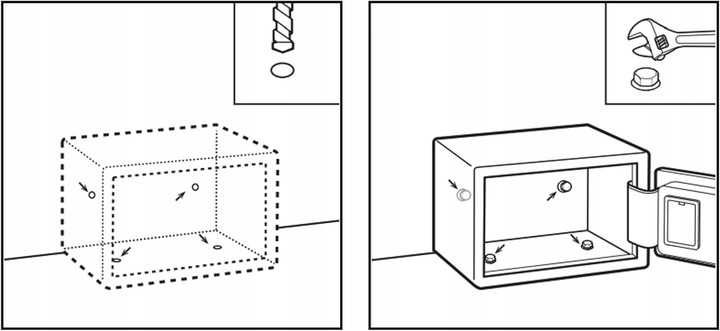 Sejf Domowy - Kasa pancerna Elektroniczny na kluczyk Otwory do Ściany