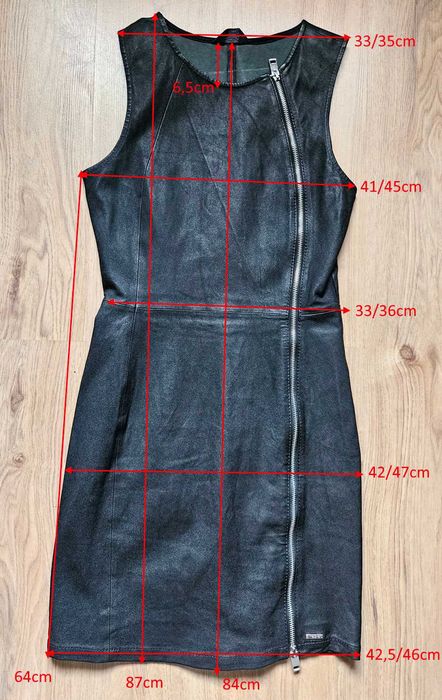 Sukienka skórzana Diesel skóra naturalna mała czarna stretch leather