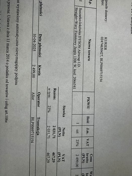 DYSON Airwrap™ I.D. Straight+Wavy Fioletowy Jaspis Gwarancja HS 08