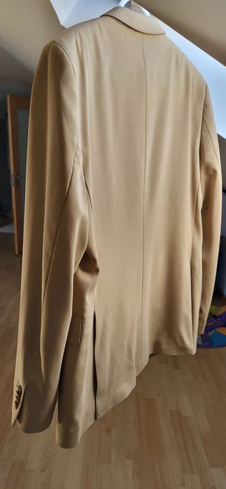 "Blazer clássico de lã beje masculino - Tamanho 52 (Made in Portugal)"