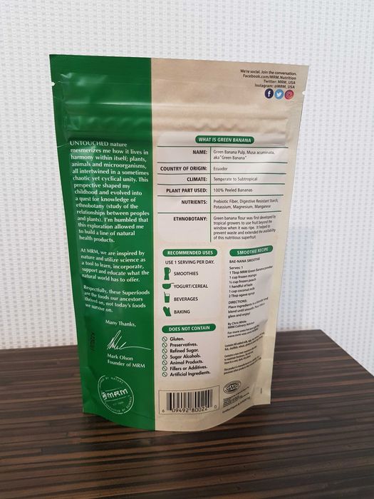 MRM порошок органічного зеленого банана