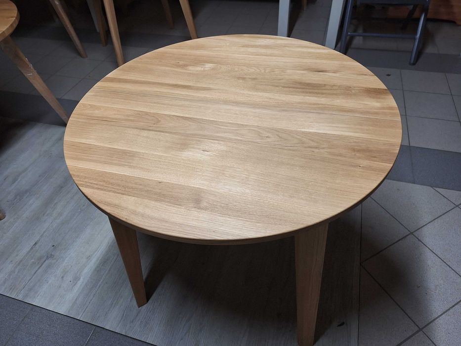 Stół dębowy rozkładany fi 90