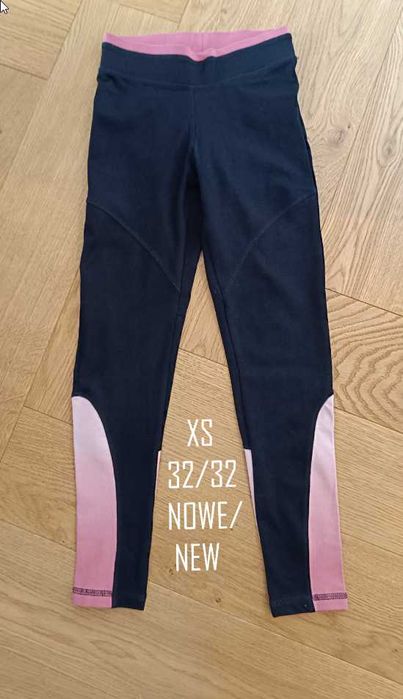 Nowe damskie legginsy XS 32/34 crivit czarne róż sportowe