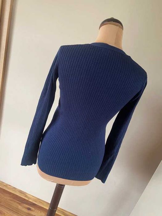 Kardigan granat prazkowany sweter zara basic l xl wiskoza nylon 40
