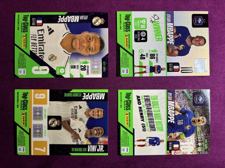 Lote 4 cartas Mbappe Panini Top Class 2025