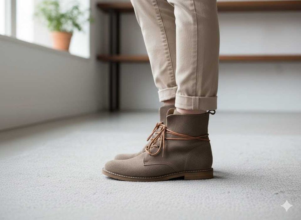 Италия Шикарное качество  высокие ботинки нат замш шикарный цвет 39р