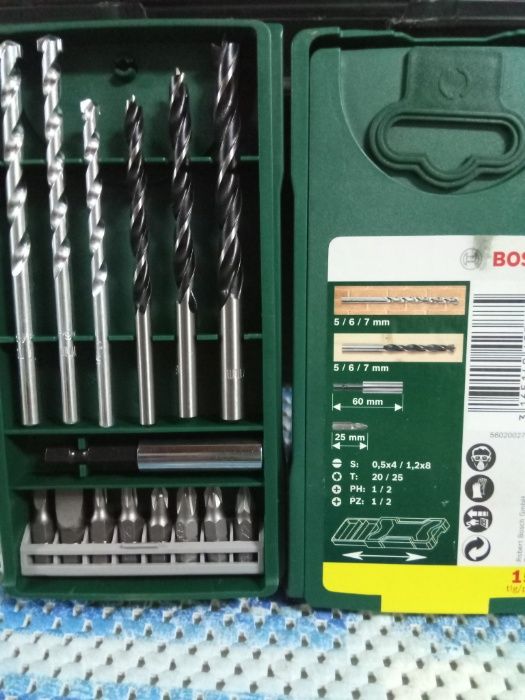 Bosch Jogo de bits/pontas brocas madeira hss alvenaria granito