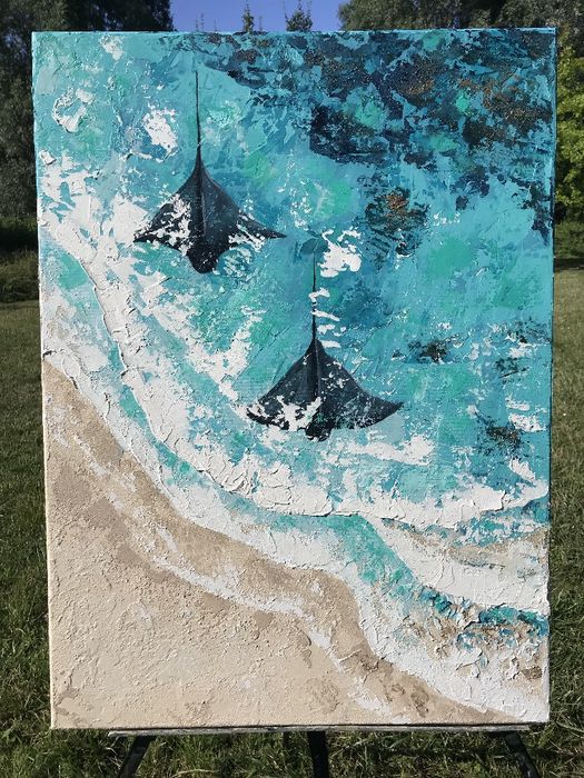 Dwuczęściowy dwiptych „Życie w oceanie” (2×55×75 cm)