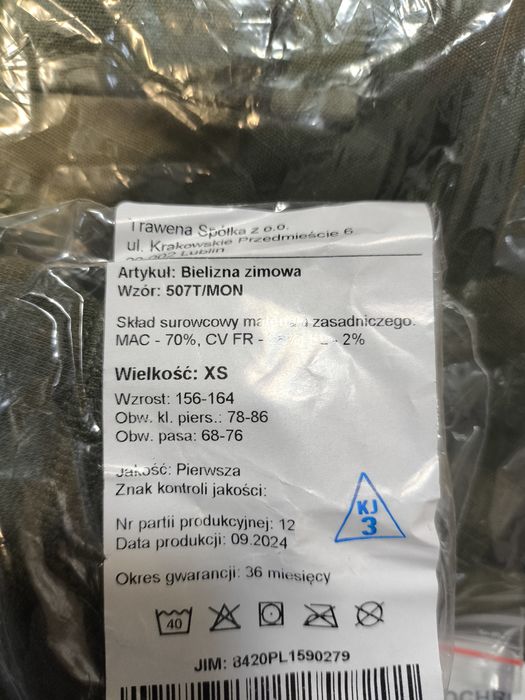 Bielizna zimowa (ocieplacz) rozmiar XS