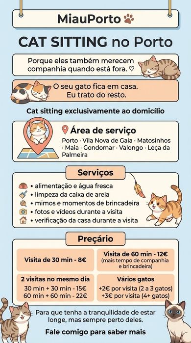 cat sitting no porto - cuidados ao domicílio