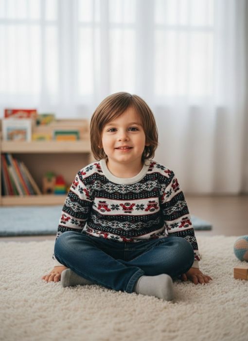 Уютный свитшот с начесом / Кофта для дома и сада 6-15 мес