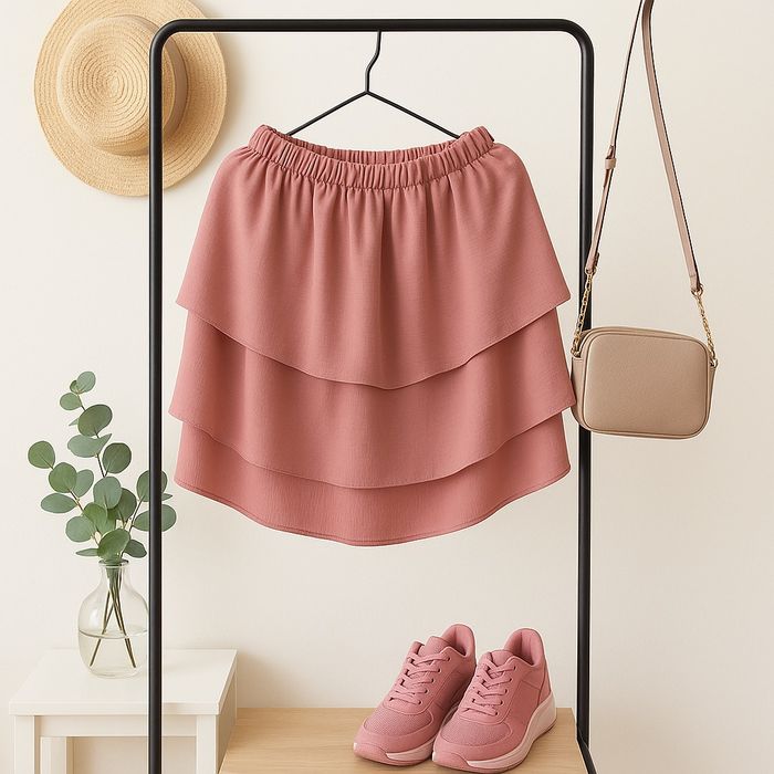Spódniczka w kolorze pudrowego różu styl romantyczny s/m