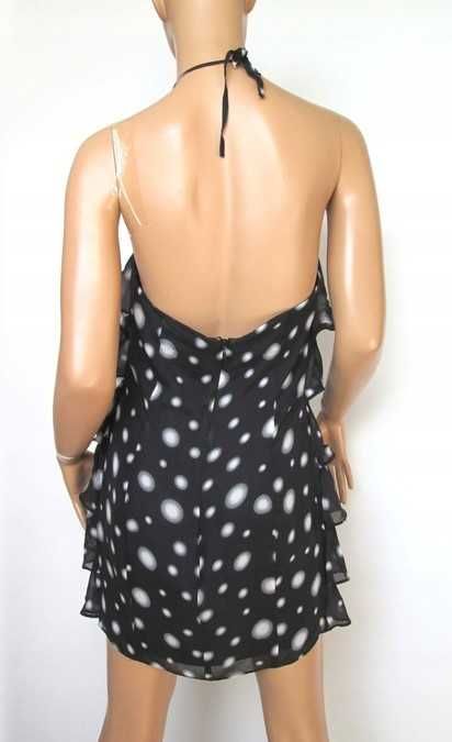 Glam by Caprice sukienka falbany vintage 100% jedwab 10 38 M jak NOWA