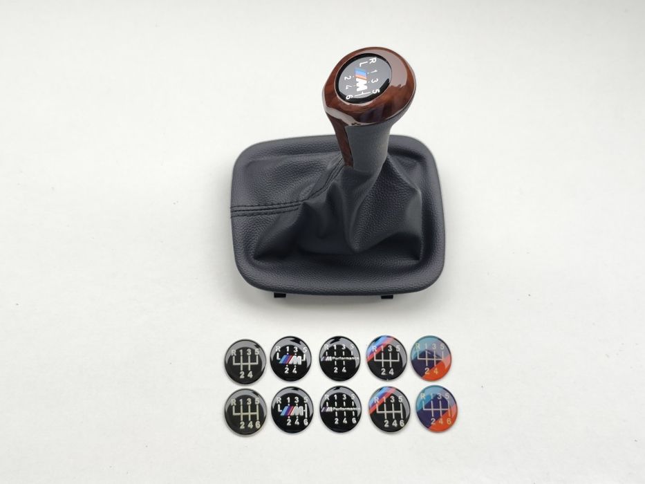 Manete Moca Manípulo Manopla Maçaneta Alavanca e Fole velocidades BMW Pele Perfurada Mate Madeira Cromada 5 6 M E34 Serie 5 Mudanças Novo