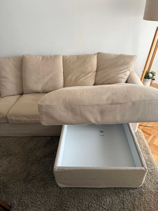 Sofá IKEA GRÖNLID 3 Lugares c/ Chaise Longue Bege - (Muito Bom Estado)